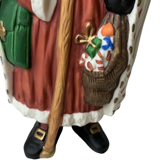 Traditions Christmas Santa Claus Holding Staff Bag Toy Figural Porcelain - Picture 11 of 12